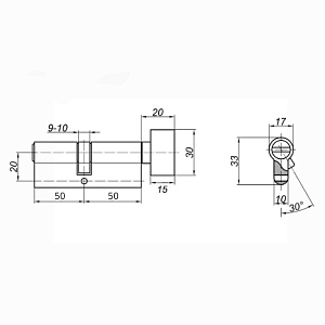 DORMA Цилиндровый механизм CBR-1 100 (50х50В) ключ/вертушка, никель #225113